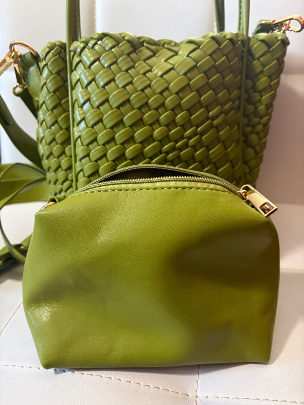 Olive Green Woven Shoulder Bag - Women Bags - Picture 2 of 3
